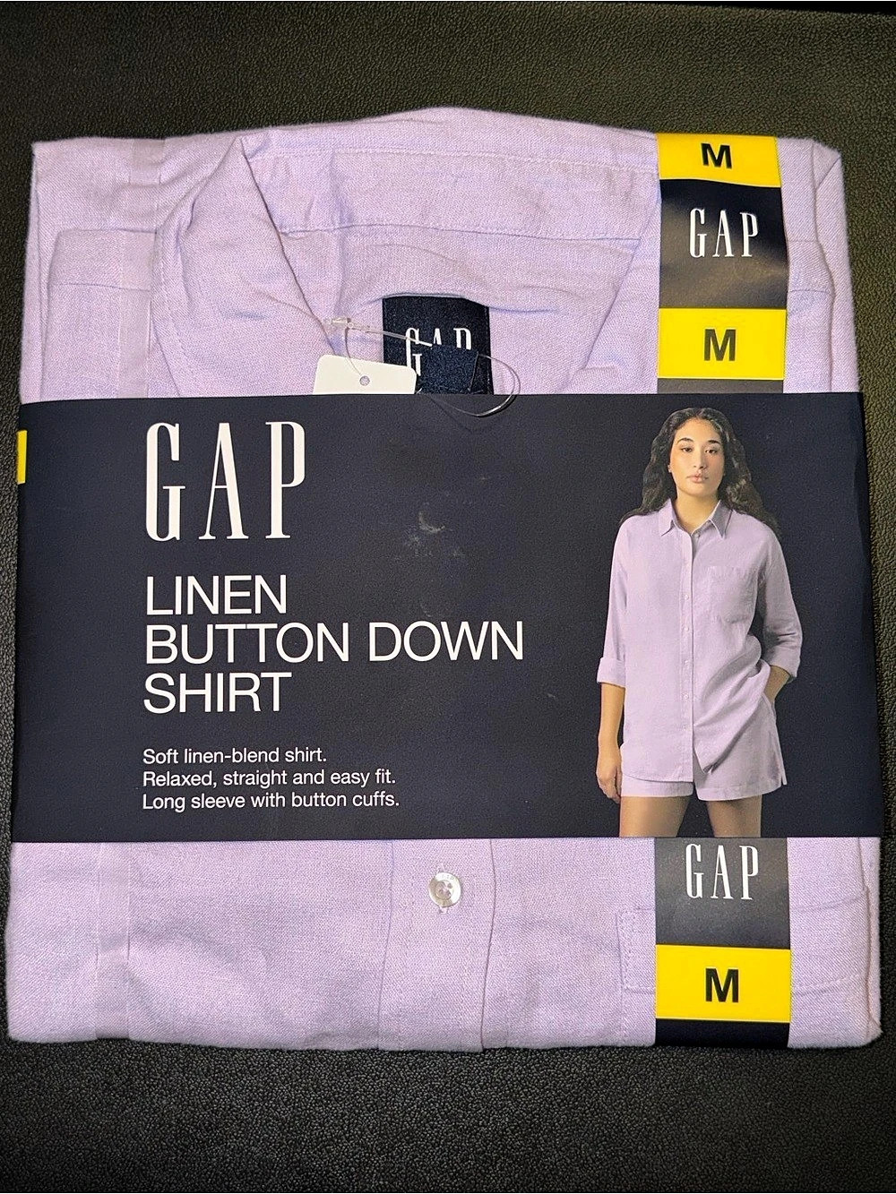 GAP Linen Button Down Shirt Linen Purple Size Medium NWT